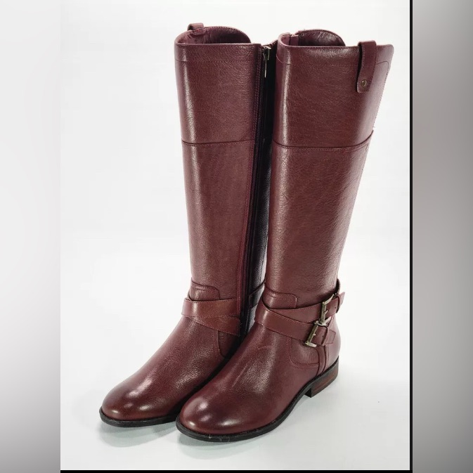Marc Fisher Size 9.5 Dark Red Leather Women Tall Knee Boots Brand New With Box